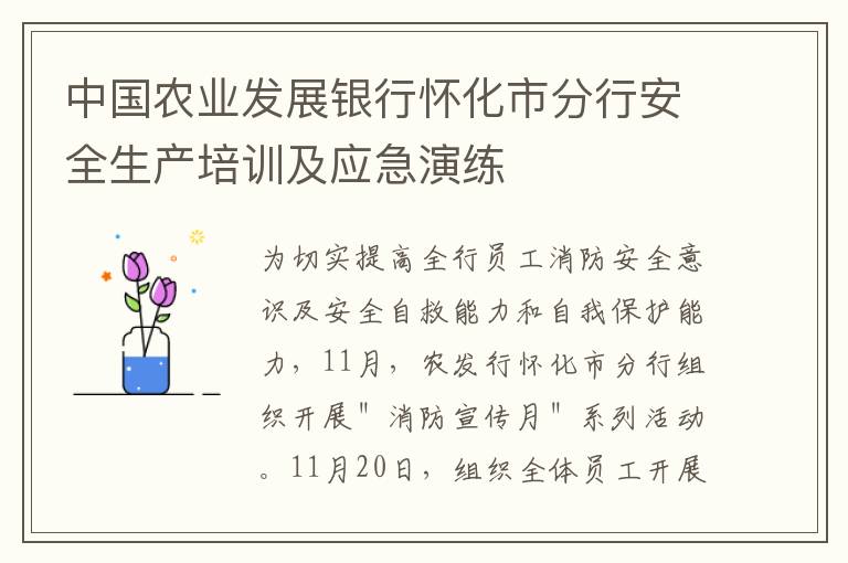 中国农业发展银行怀化市分行安全生产培训及应急演练