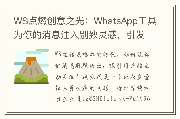 WS点燃创意之光：WhatsApp工具为你的消息注入别致灵感，引发用户主动关注