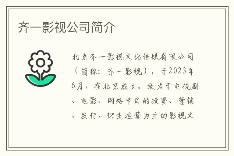 齐一影视公司简介
