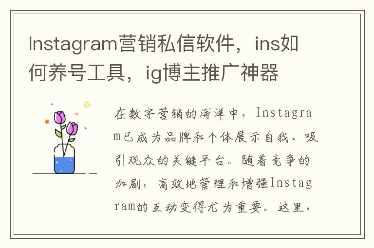 Instagram营销私信软件，ins如何养号工具，ig博主推广神器
