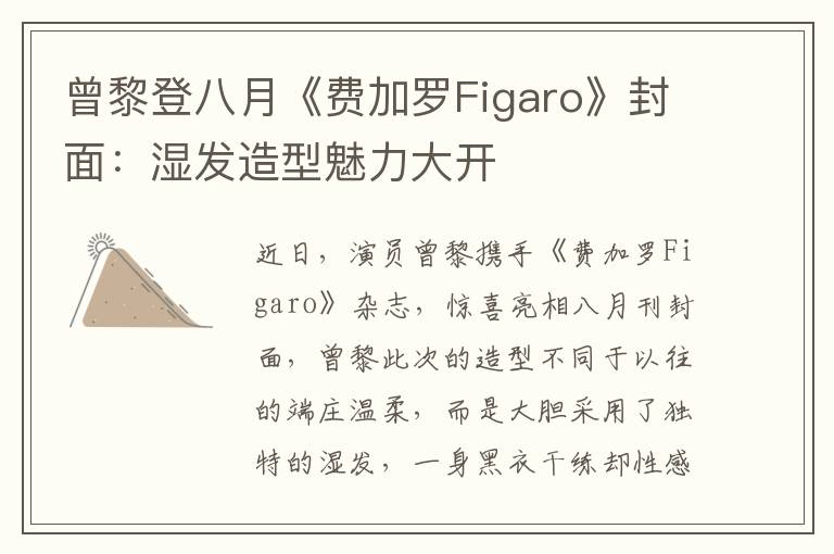 曾黎登八月《费加罗Figaro》封面：湿发造型魅力大开