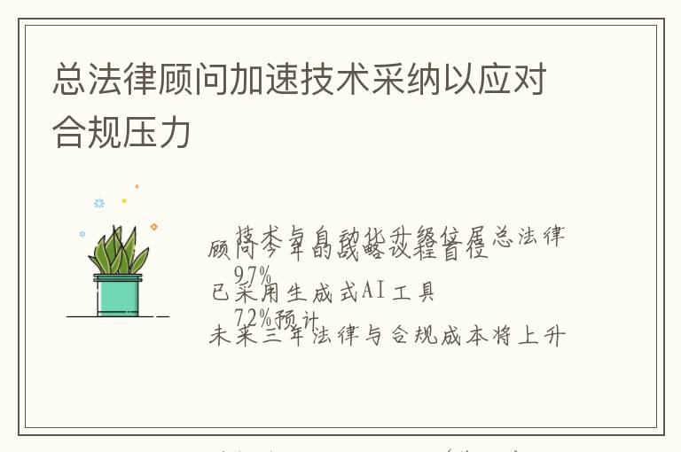 总法律顾问加速技术采纳以应对合规压力