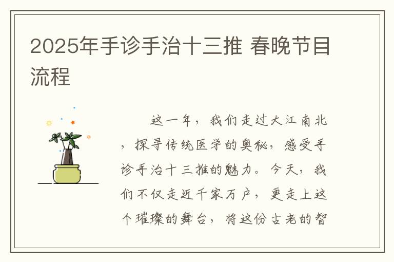 2025年手诊手治十三推 春晚节目流程
