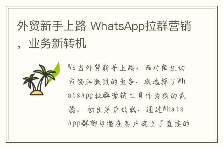 外贸新手上路 WhatsApp拉群营销，业务新转机