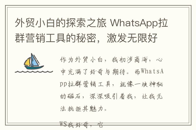 外贸小白的探索之旅 WhatsApp拉群营销工具的秘密，激发无限好奇
