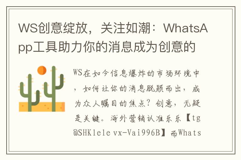 WS创意绽放，关注如潮：WhatsApp工具助力你的消息成为创意的代言，引爆市场热度